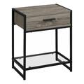 Daphnes Dinnette 22 in. Dark Taupe & Black Accent Table with Tempered Glass DA3071187
